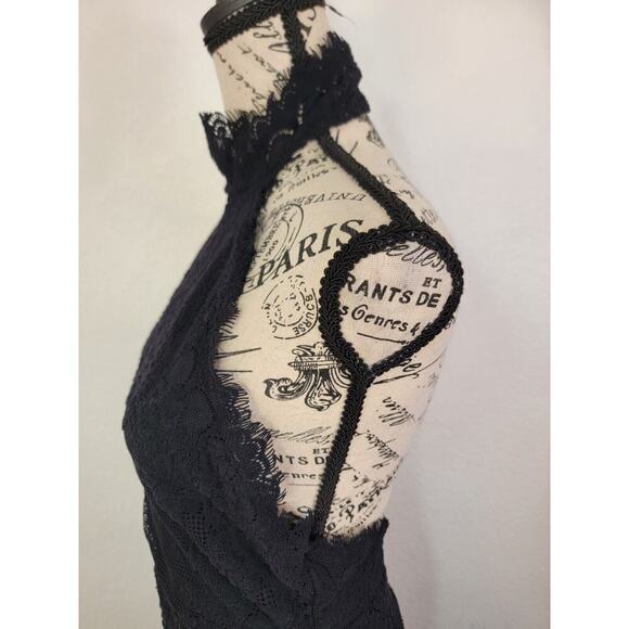 Free People Mini Dress M Harper Lace Halter Open Back OB915841 black Womens - Picture 6 of 15